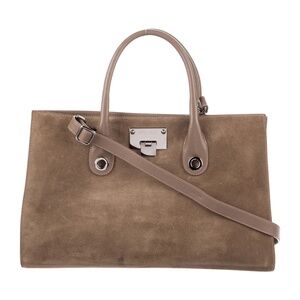 Jimmy Choo Riley Suede Tote Taupe in Excellent Used Condition